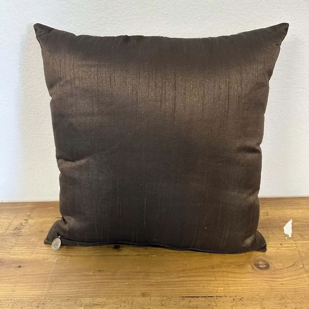 Vintage Pier 1 Imports Embroidered Bohemian Brown Throw Pillow 16x16